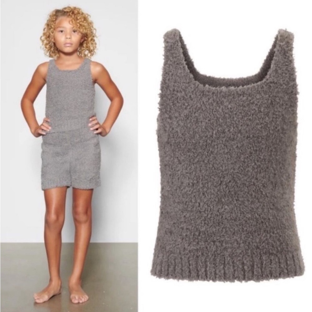 SKIMS Kids Cozy Knit Tank Top in Smoke Gray